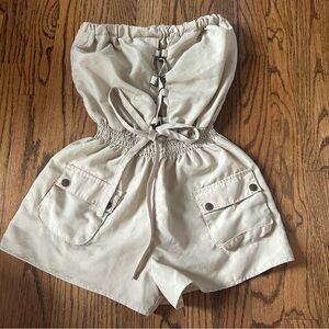 strapless cargo romper